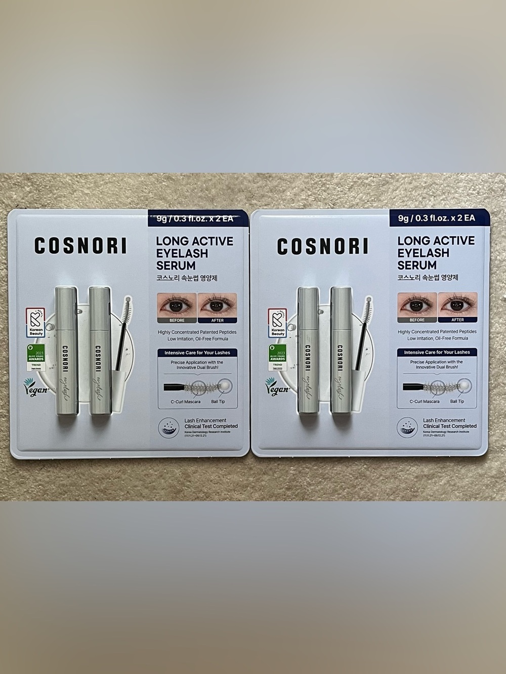 COSNORI Long Active Eyelash Serum - Silver Duo (2 Packages)